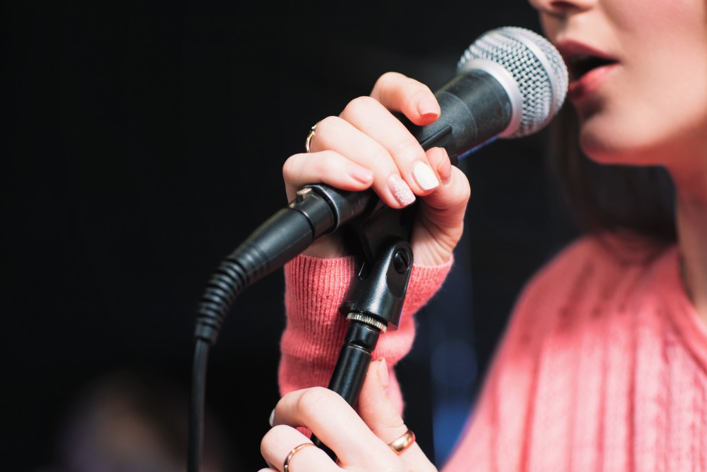 a woman singing